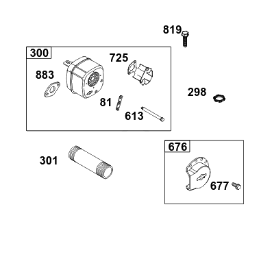 Exhaust Group Diagram and Parts List for 326431-3521-08 200000 - 399999 Briggs and Stratton Engine